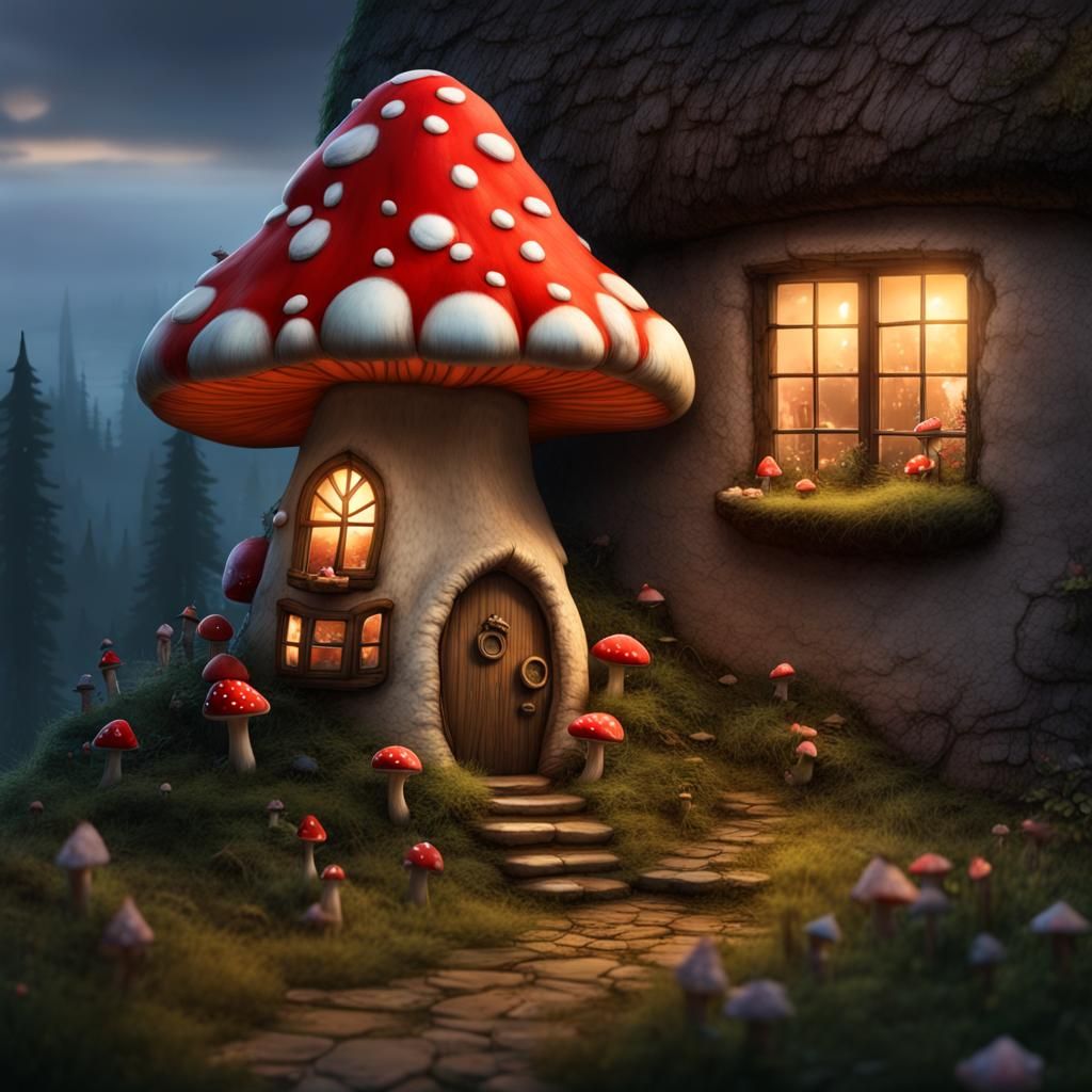 Gnome Village in Fly Agaric Mushroom