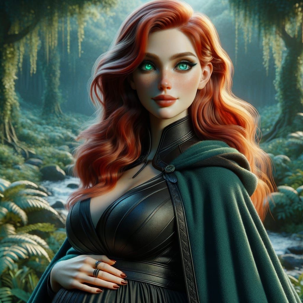 Pregnant Woman in Forest: 3D Animation Design