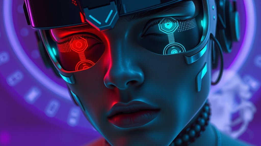 Cyberpunk Male Portrait in Futuristic Metallic Mask