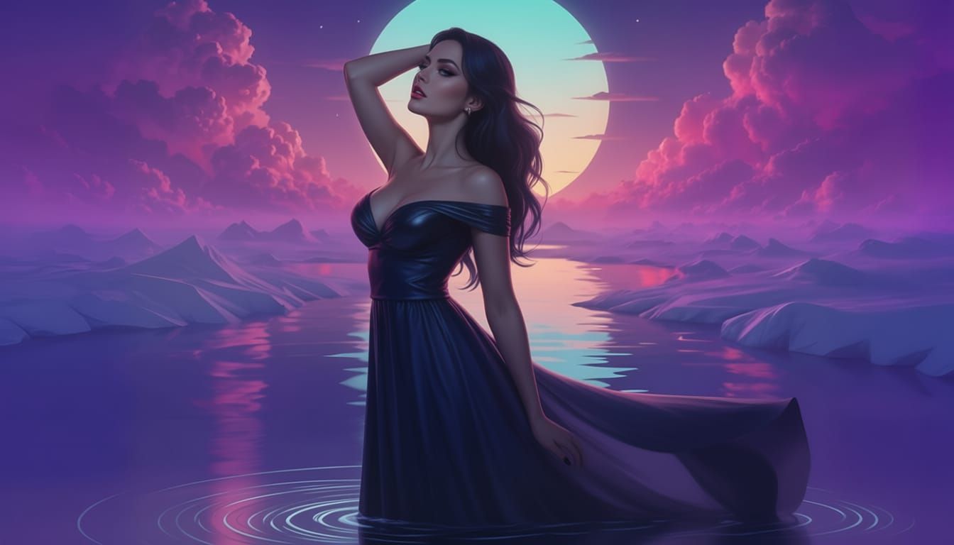 Eternal Beauty Incarnate Vaporwave Concept Art