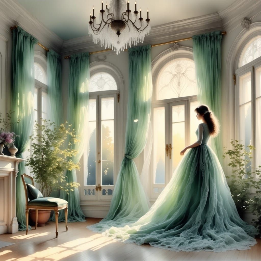 Ethereal Light Shines Through Lace in Dreamlike Scene