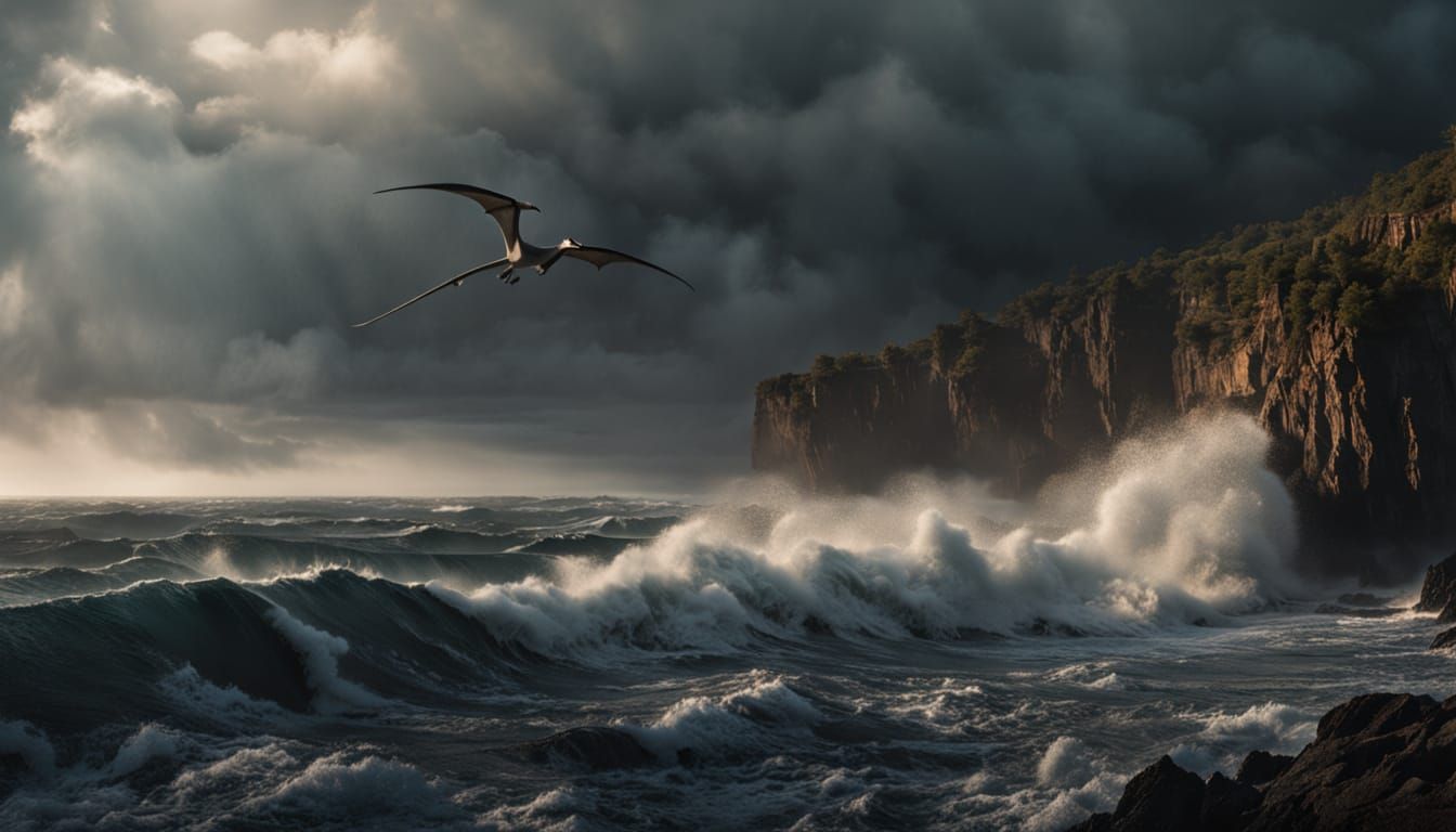 Thylacine, Quetzalcoatlus, and Megalograptus in Coastal Scen...