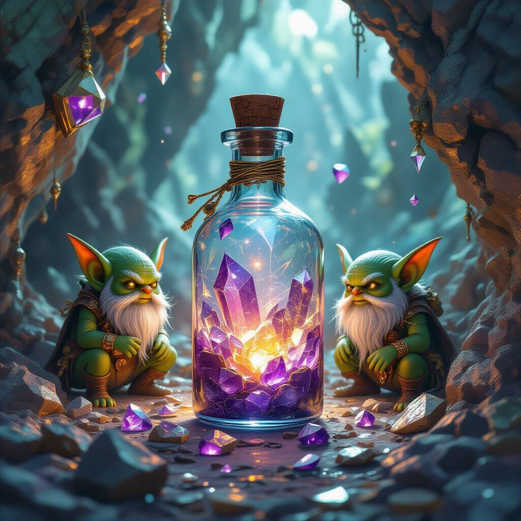 Goblins Hidden in Crystalline Opal Landscape