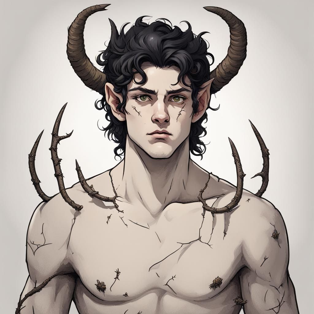 Young Satyr with Thorn-Wrapped Horns, Digital Art