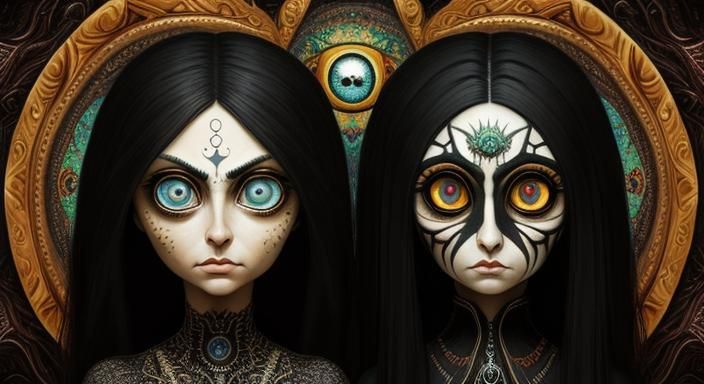 Surreal People with Fractal Eyes in Pop Surrealism Style