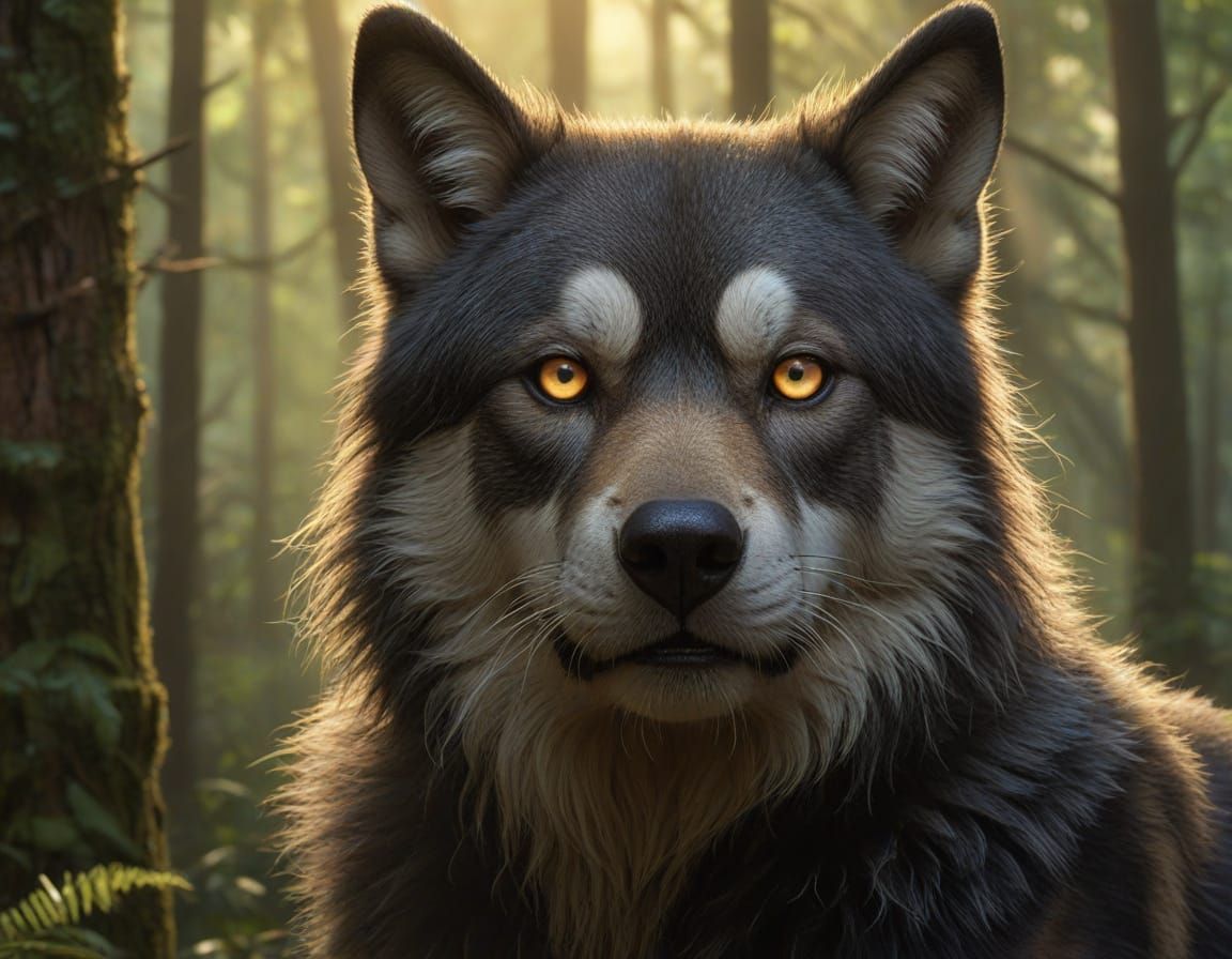 Maned Wolf in Forest: Digital Painting