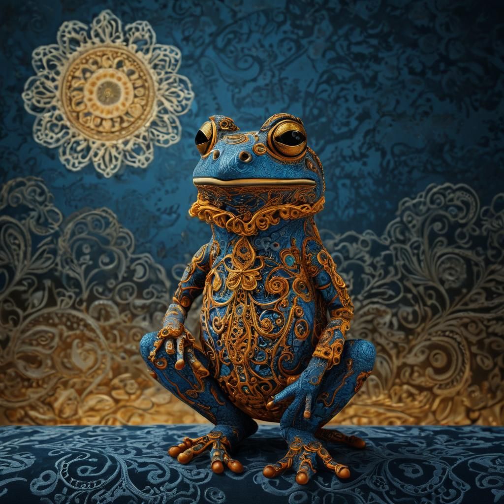 Ornate Blue Lace Frog on Alien World