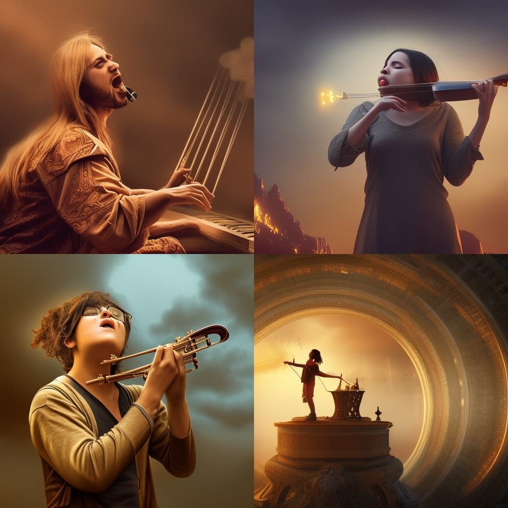 Person Practicing Musical Instrument: Digital Matte Painting
