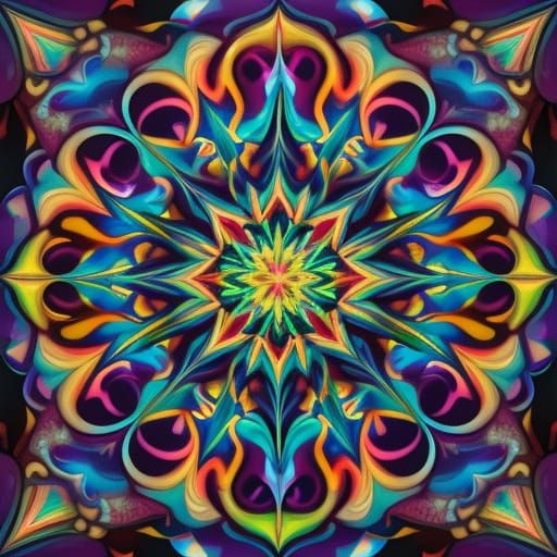 Vibrant Kaleidoscope Art in Abstract Expressionist Style