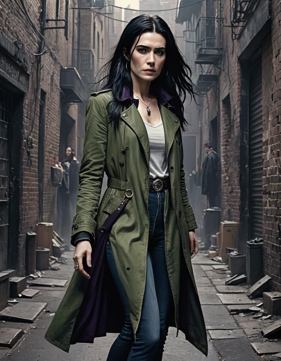 Modern Huntress Facing Shadows with Magic