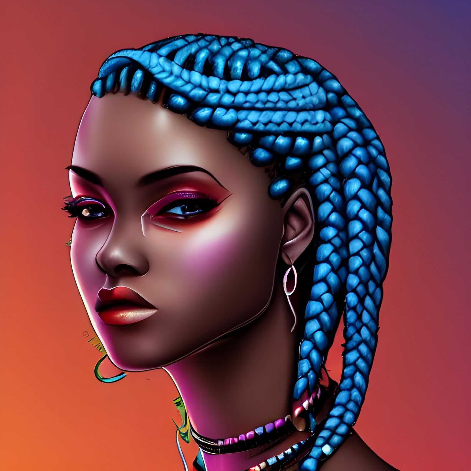 Mesmerizing Woman with Box Braids: High Resolution Art