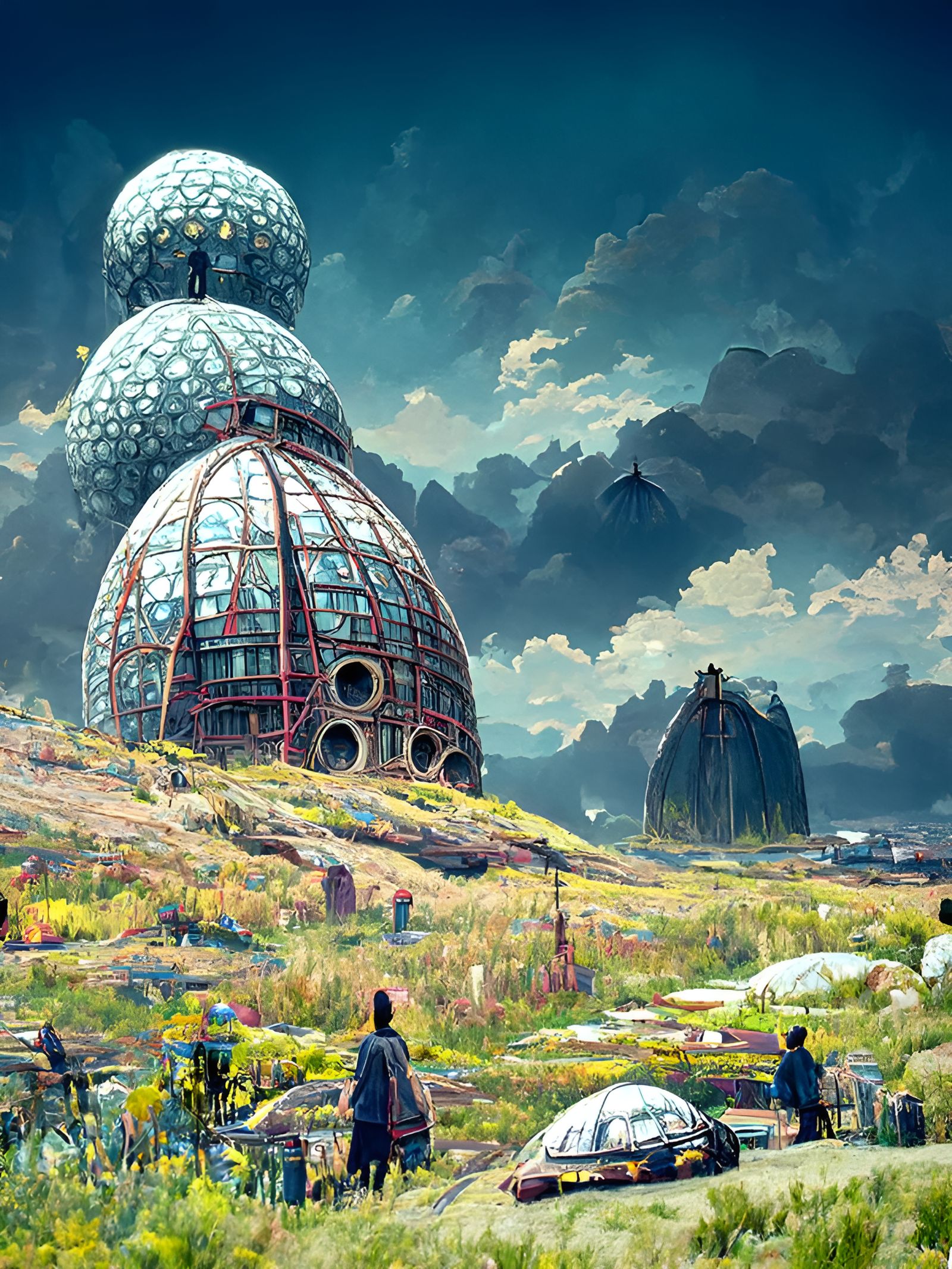 Surreal Domes and Monoliths in Romantic Style