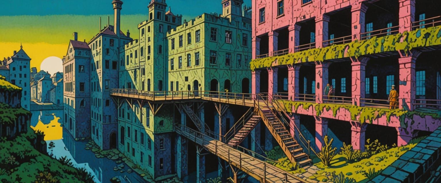 Exploring Abandoned Factory in Comic Book Style