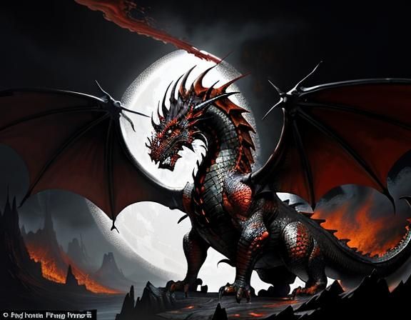 Fiery Dragon in Dynamic Fantasy Art Style