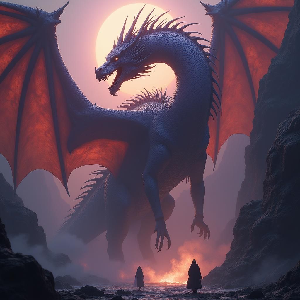 Majestic Dragon in Dark Fantasy Realm