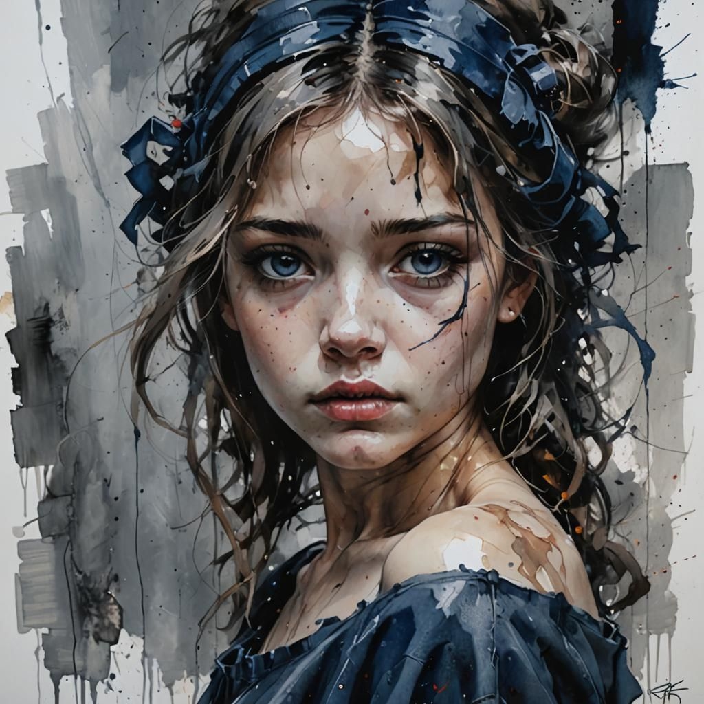 Abstract Darkophobia in Oil Ink Wash Style