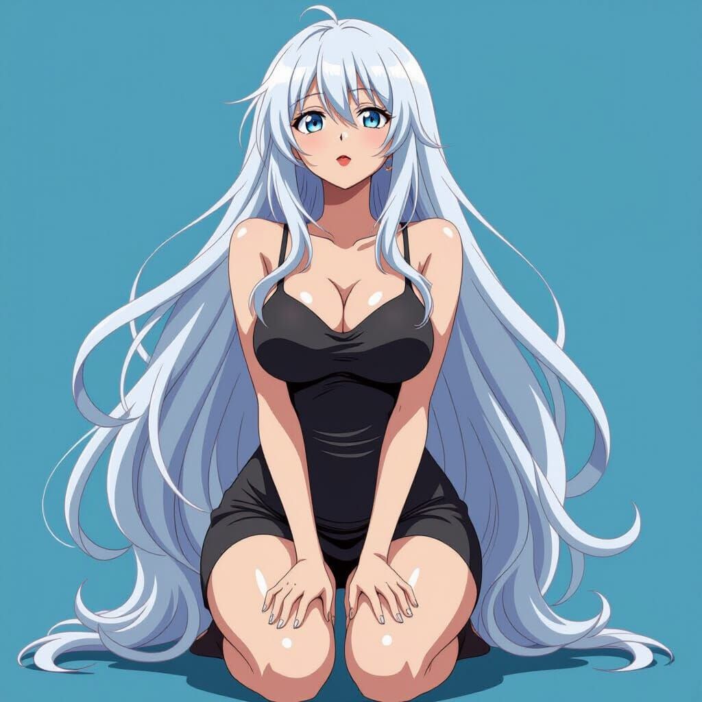 Anime Woman in Dynamic Pose, Manga Style