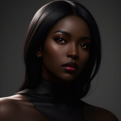 Ebony Beauty in Moody Low-Key Lighting