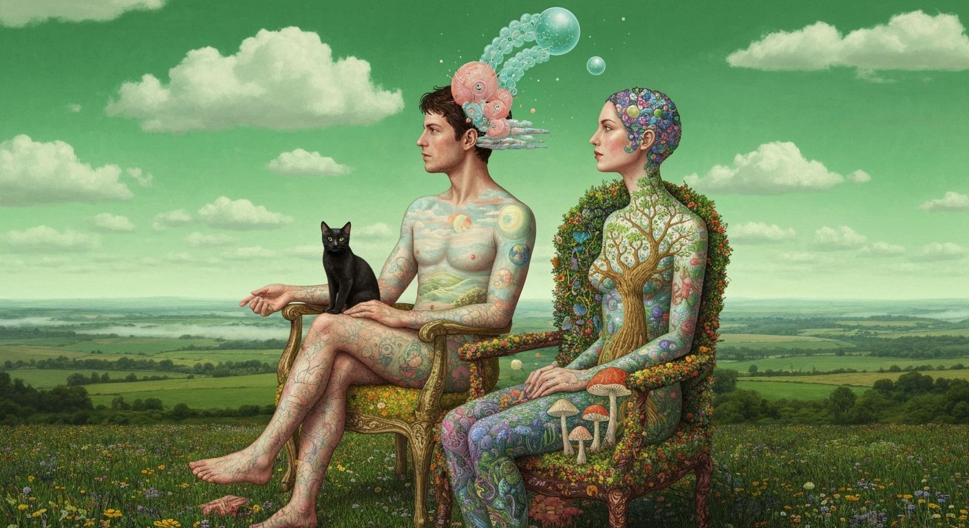 Surreal Mindscape of Humanity, Earth, and Cosmos