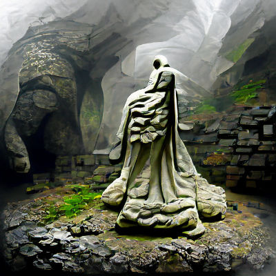 Misty Cave Stone Statue
