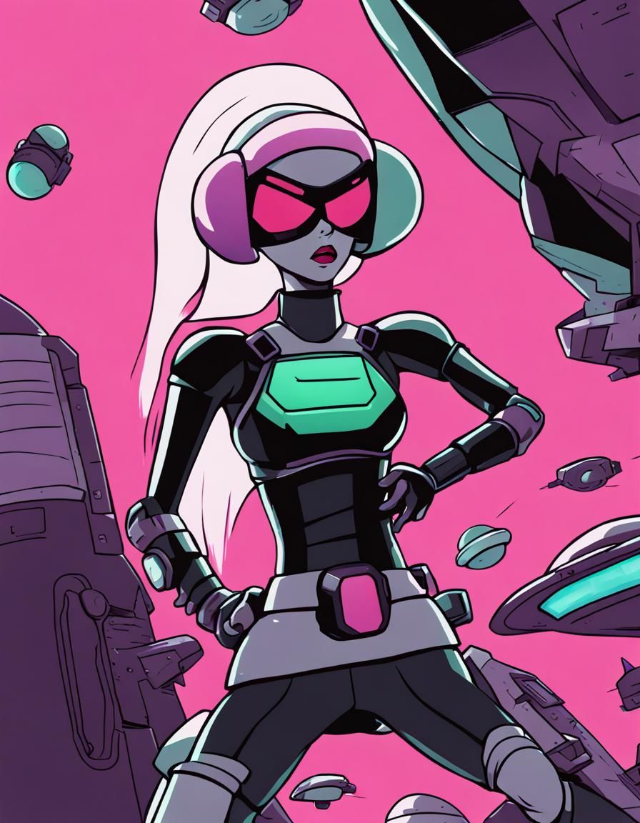 Lady in the style of Invader Zim