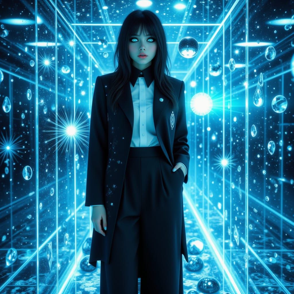 Emo Girl in Tuxedo with Ethereal Light and Atom