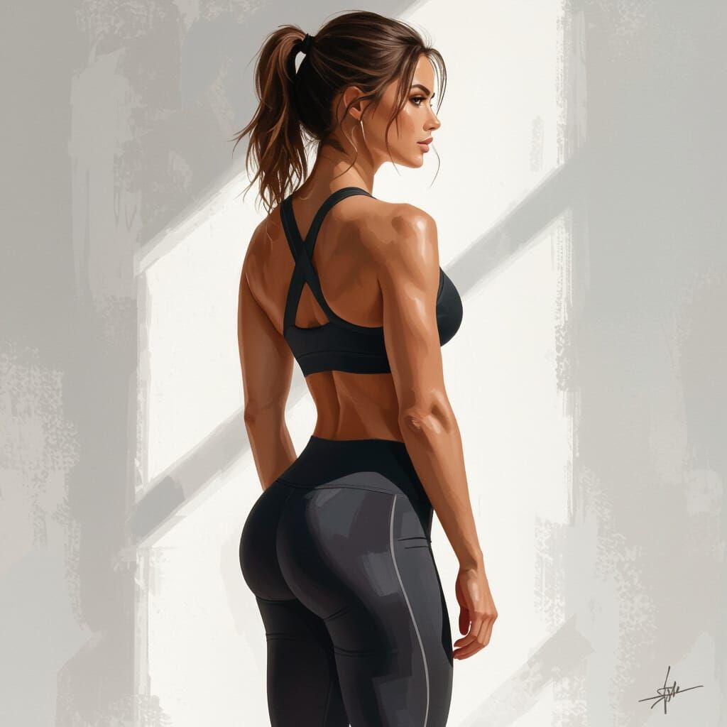Hyperrealistic Woman in Gym Clothes