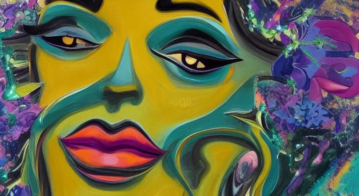 Surreal Abstract Portrait of a Young Lady Made of Flowers