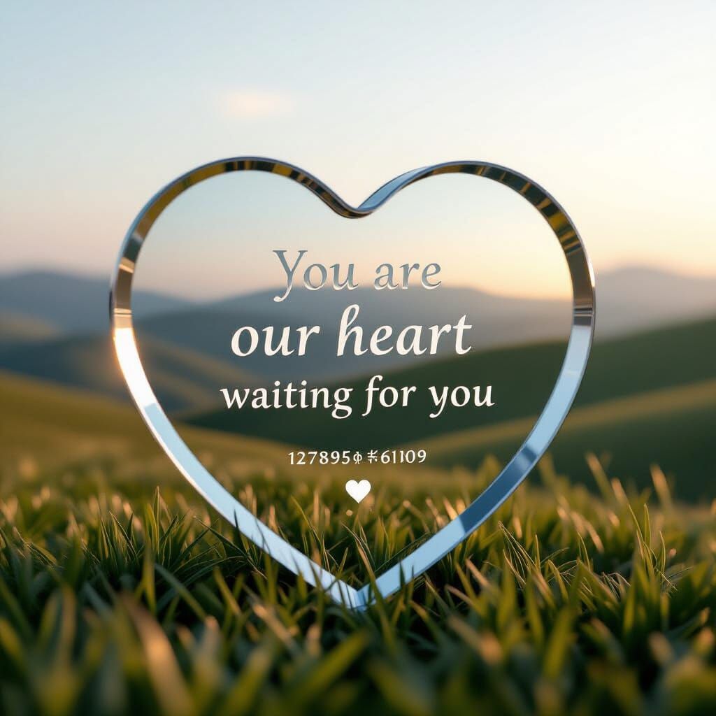 Engraved Heart Mirror on Serene Landscape