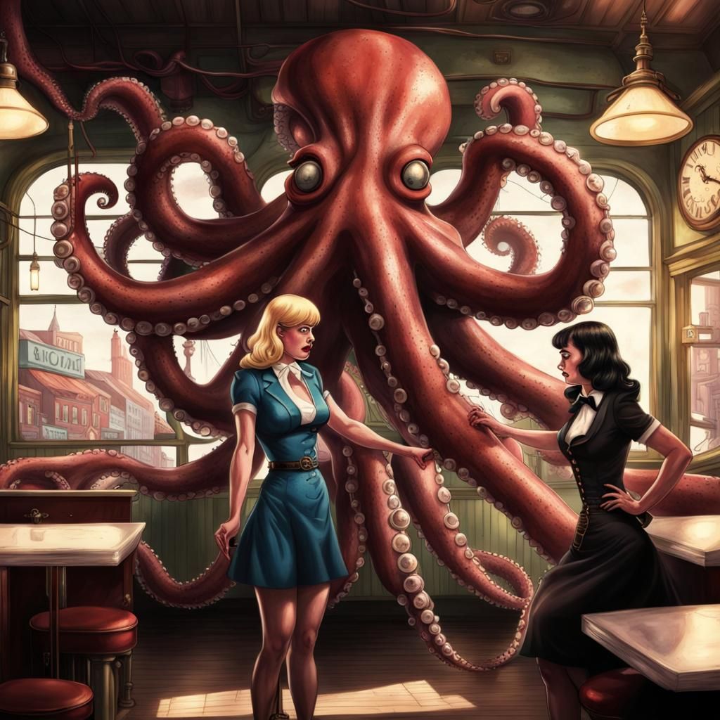 Betty and Veronica Versus Steampunk Octopus