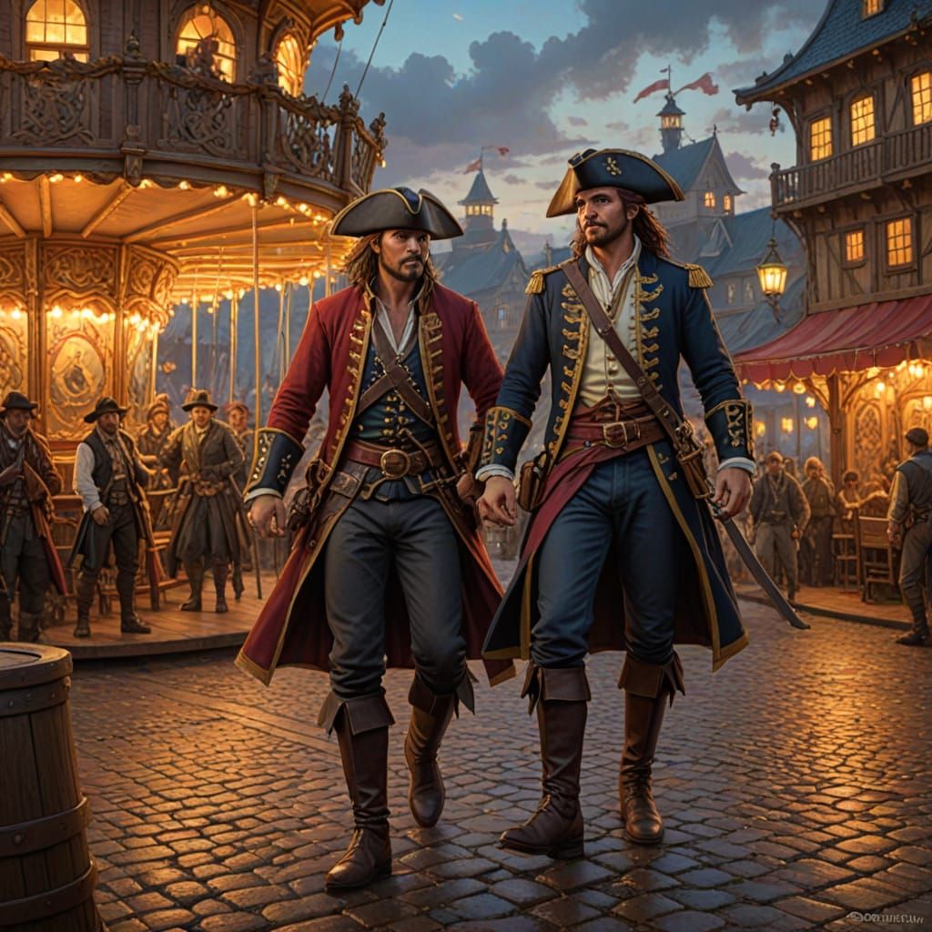 Drunk Pirates Spin on Carousel in Ancient Port City