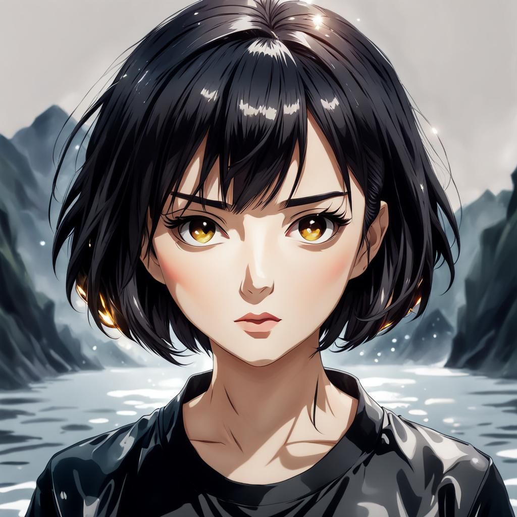 Anime Girl Portrait in Watercolor Style