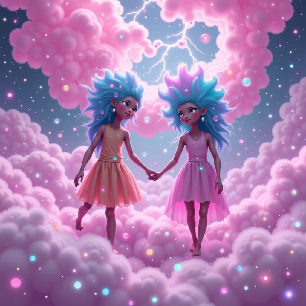 Couple in Whimsical Cotton Candy Storm
