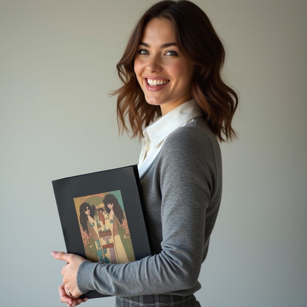 Young Woman Smiling in Art Nouveau Style