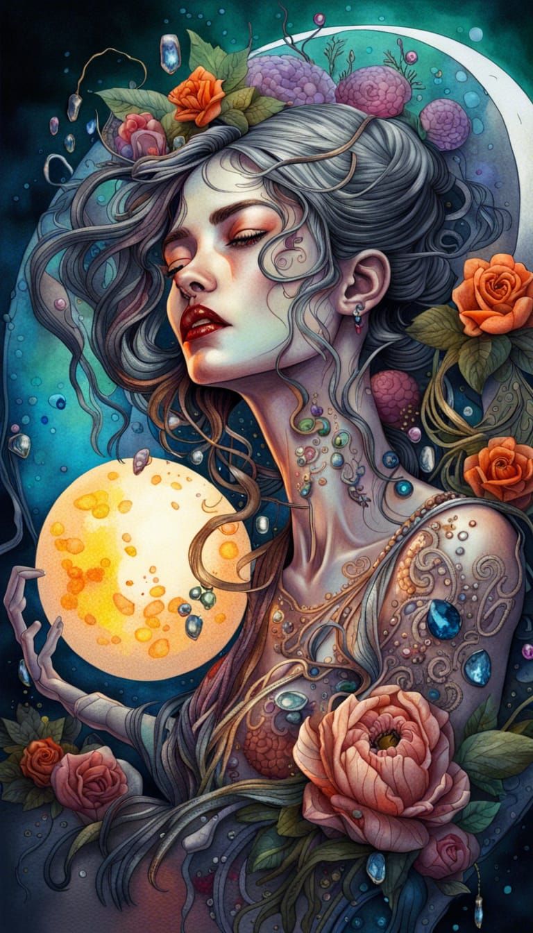 Woman in Agony: A Hyperrealistic Watercolor Painting