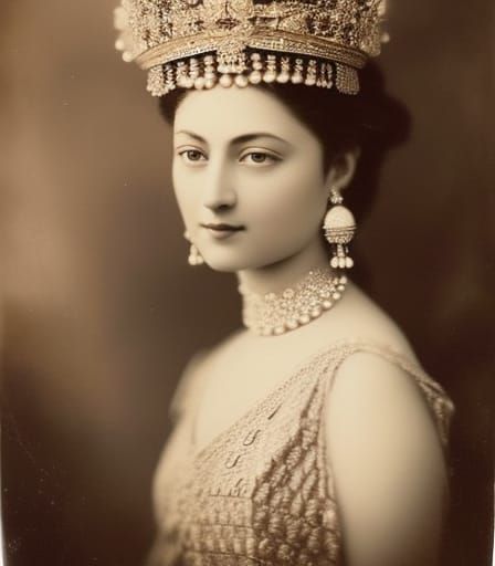 Pearl Goddess in Sepia-Toned Vintage Photograph