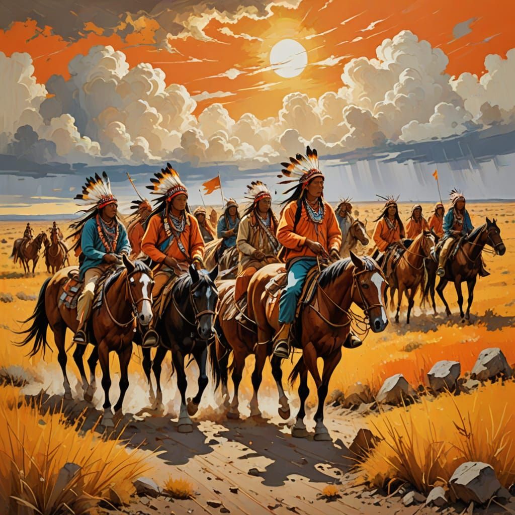 Native American Gathering in a Vibrant Western Landscape