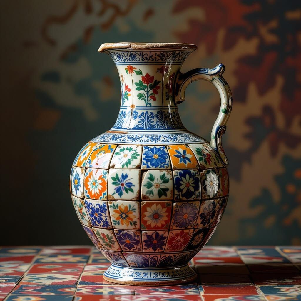Hyperrealistic Jug of Antique Tile Fragments