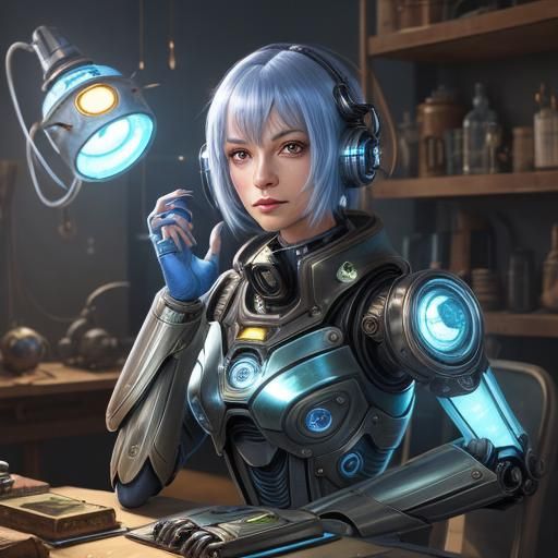 Cute Silverfish Robot in Steampunk Sci-Fi Workshop