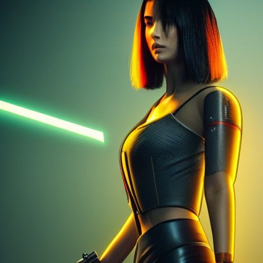 Cyberpunk Katana in Neon-Lit Future