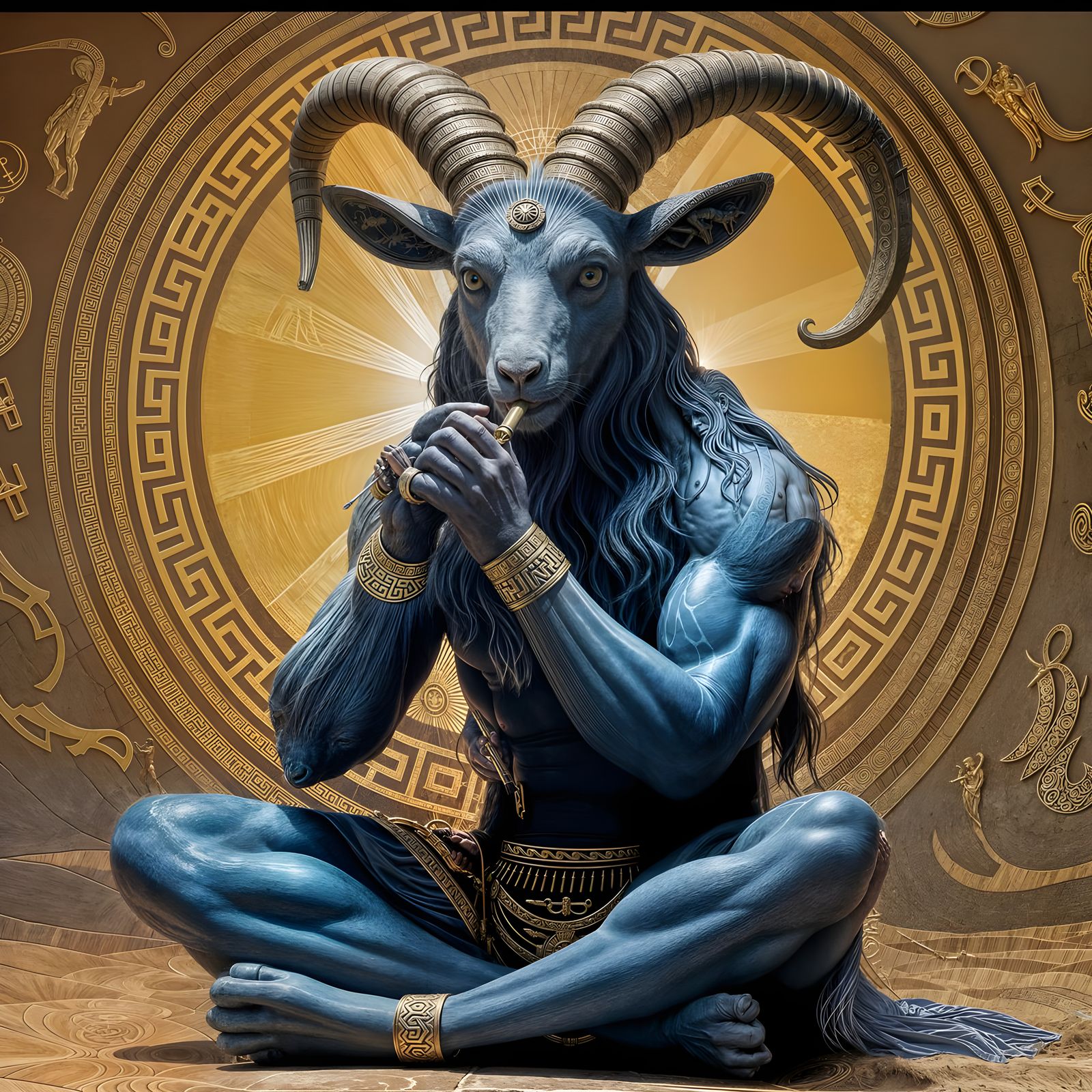 Pan, Goat God of Nature, Plays Pipes
