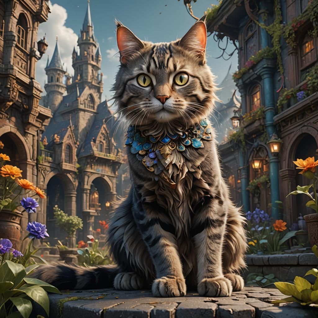Fantastical Cat Detailed Matte Painting