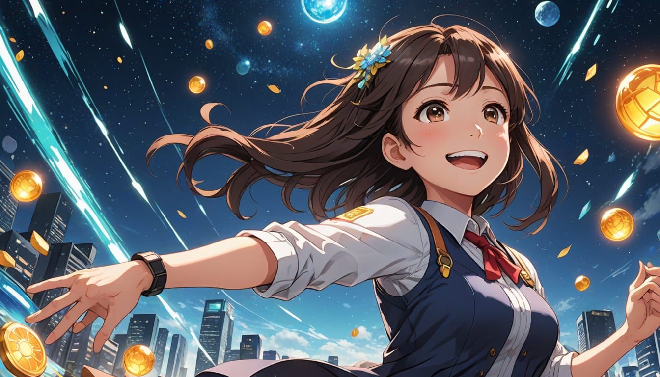 Girl's Optimistic Future in Anime Style