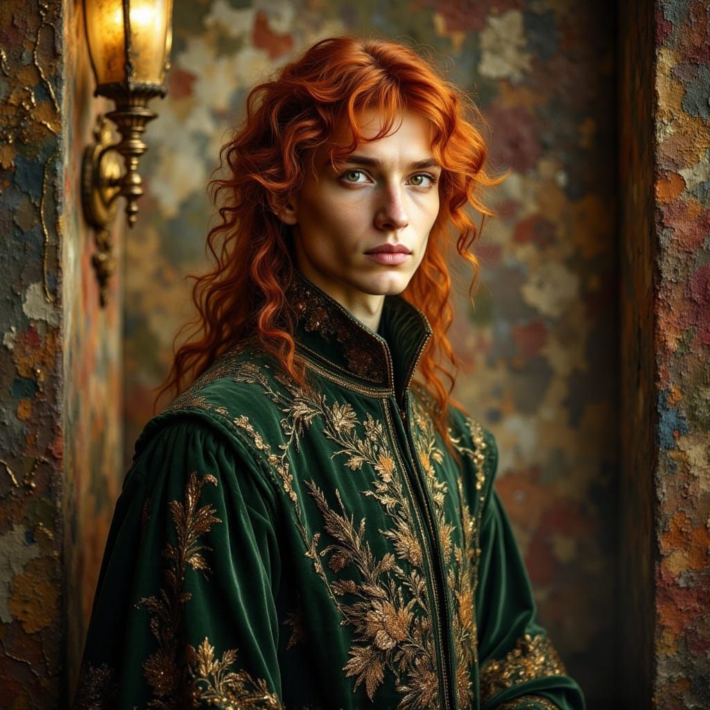 Regal Musketeer in Baroque Hall as Digital Art