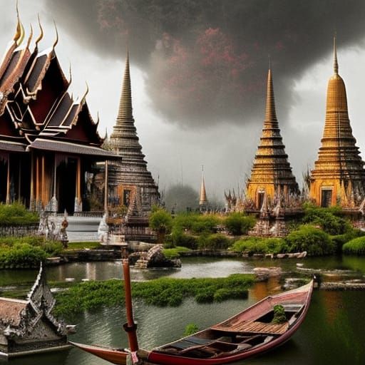 Thailand Ghost House: Hyperdetailed Digital Matte Painting