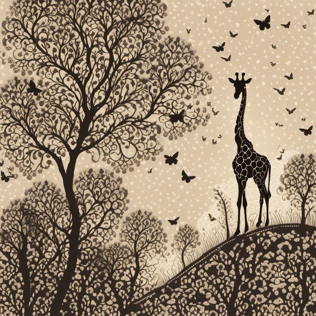 Lace Giraffe Silhouette Art