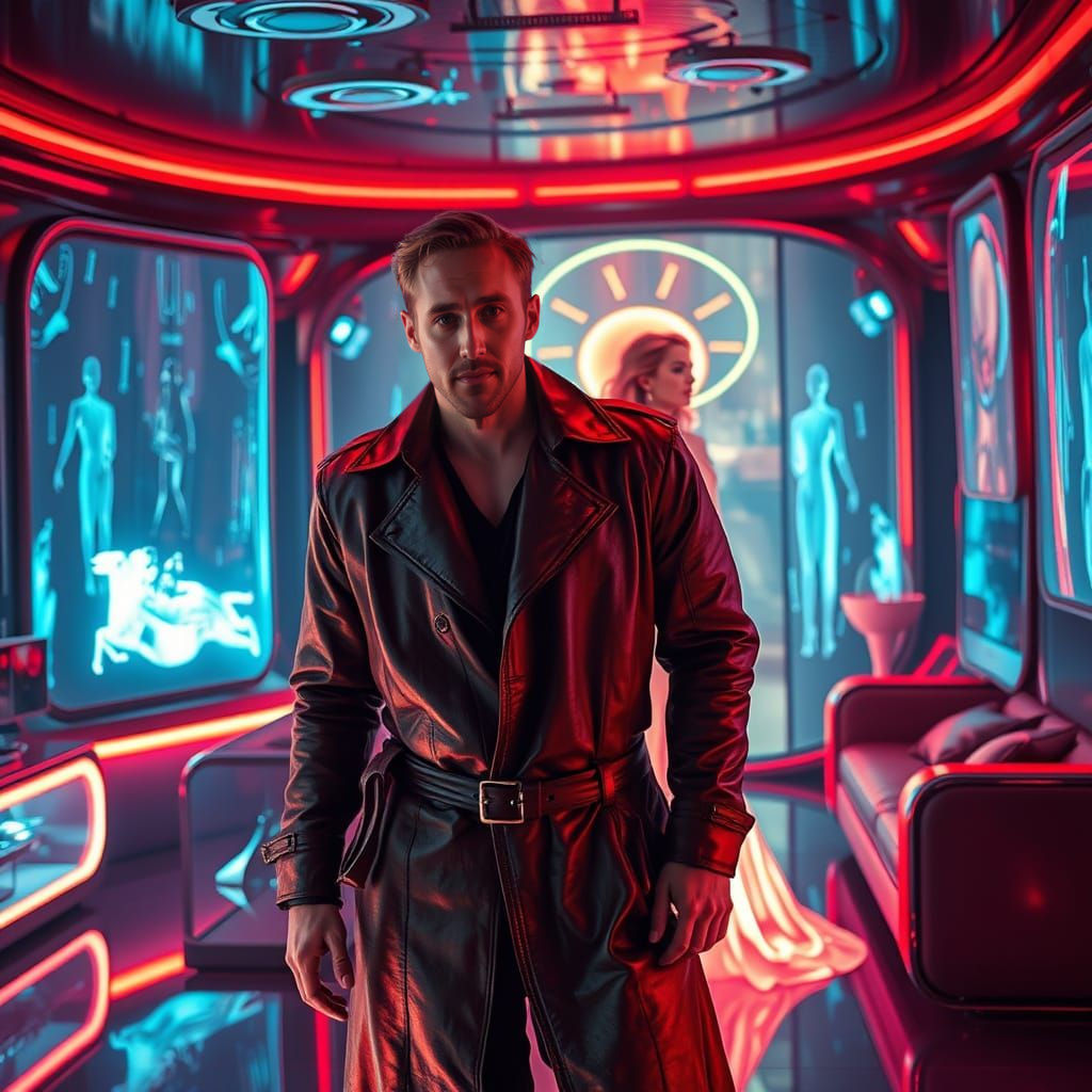 Ryan Gosling as Blade Runner in Cyberpunk Apartment