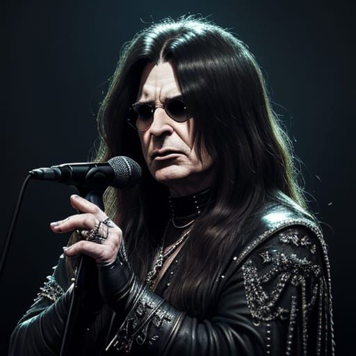 Ozzy Osbourne on Stage in Gothic Heavy Metal Style