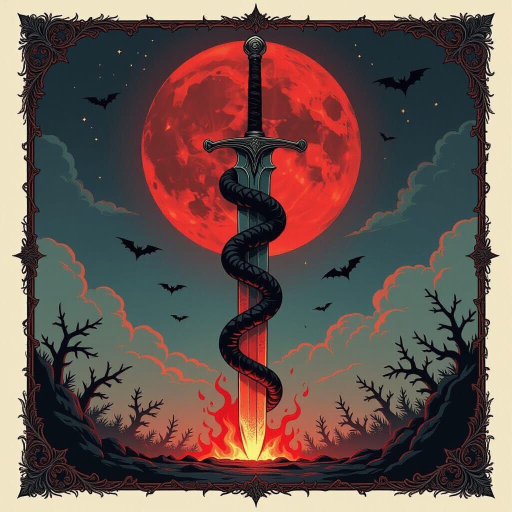 Gothic Sword and Serpent Emblem in Dark Fantasy Style