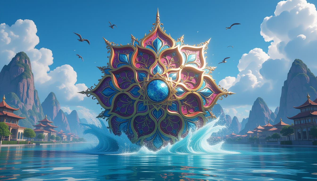 Fantastical Splash Screen in Detailed Matte Painting Style